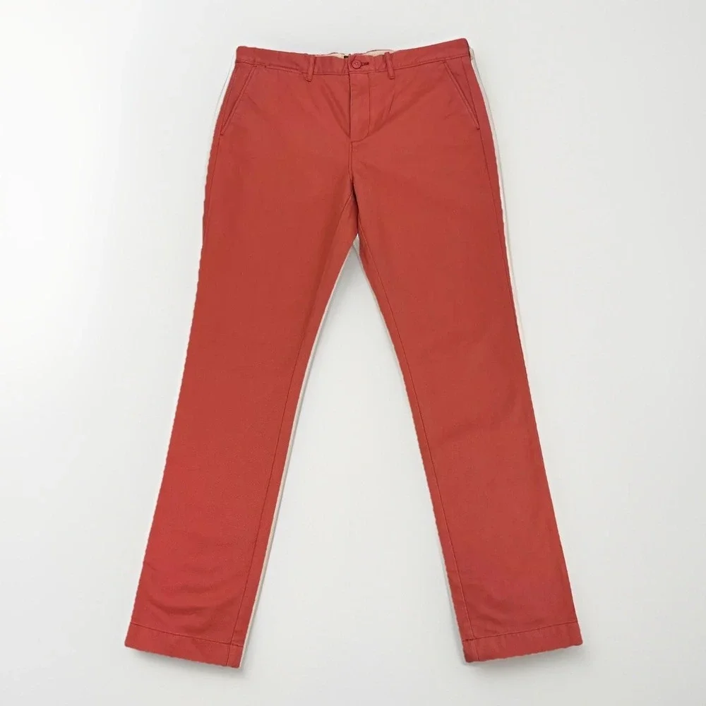 J.Crew NWT Mens 34 x 34 Broken In Chino Pants Coral Orange Tapered‎ Preppy